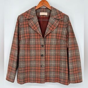 VTG Pendleton Blazer Suit Pure Wool 4 Button Notch Lapel Plaid Size 18